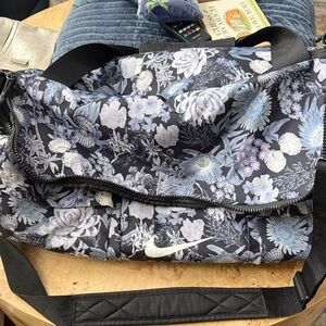Nike Black and Blue Floral Gym Bag